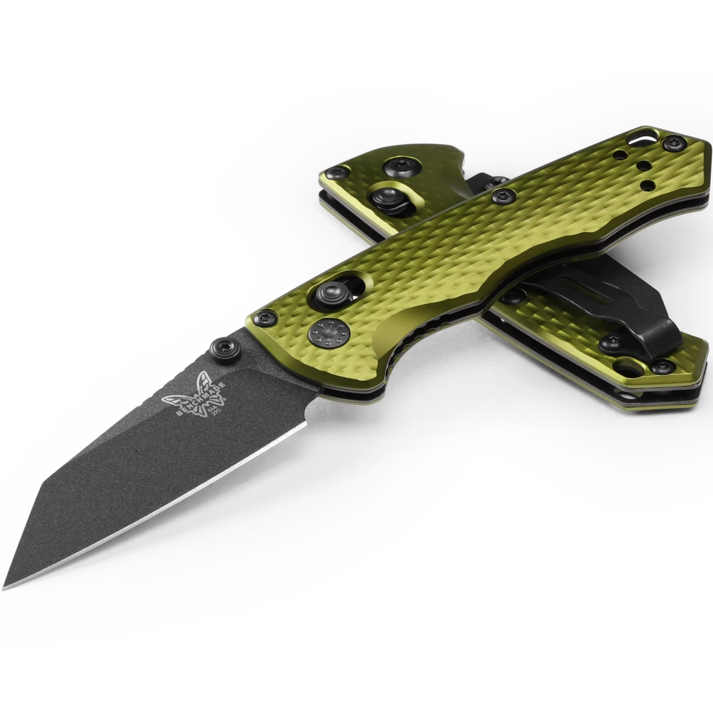 Benchmade Full Immunity Black CPM-M4 Steel Woodland Green Aluminium Handle Folder Knife - 290BK-2
