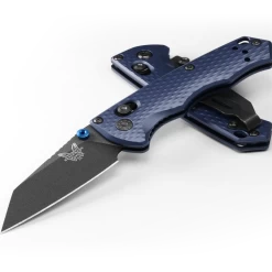 Benchmade Full Immunity Black CPM-M4 Steel Crater Blue Aluminium Handle Folder Knife - 290BK