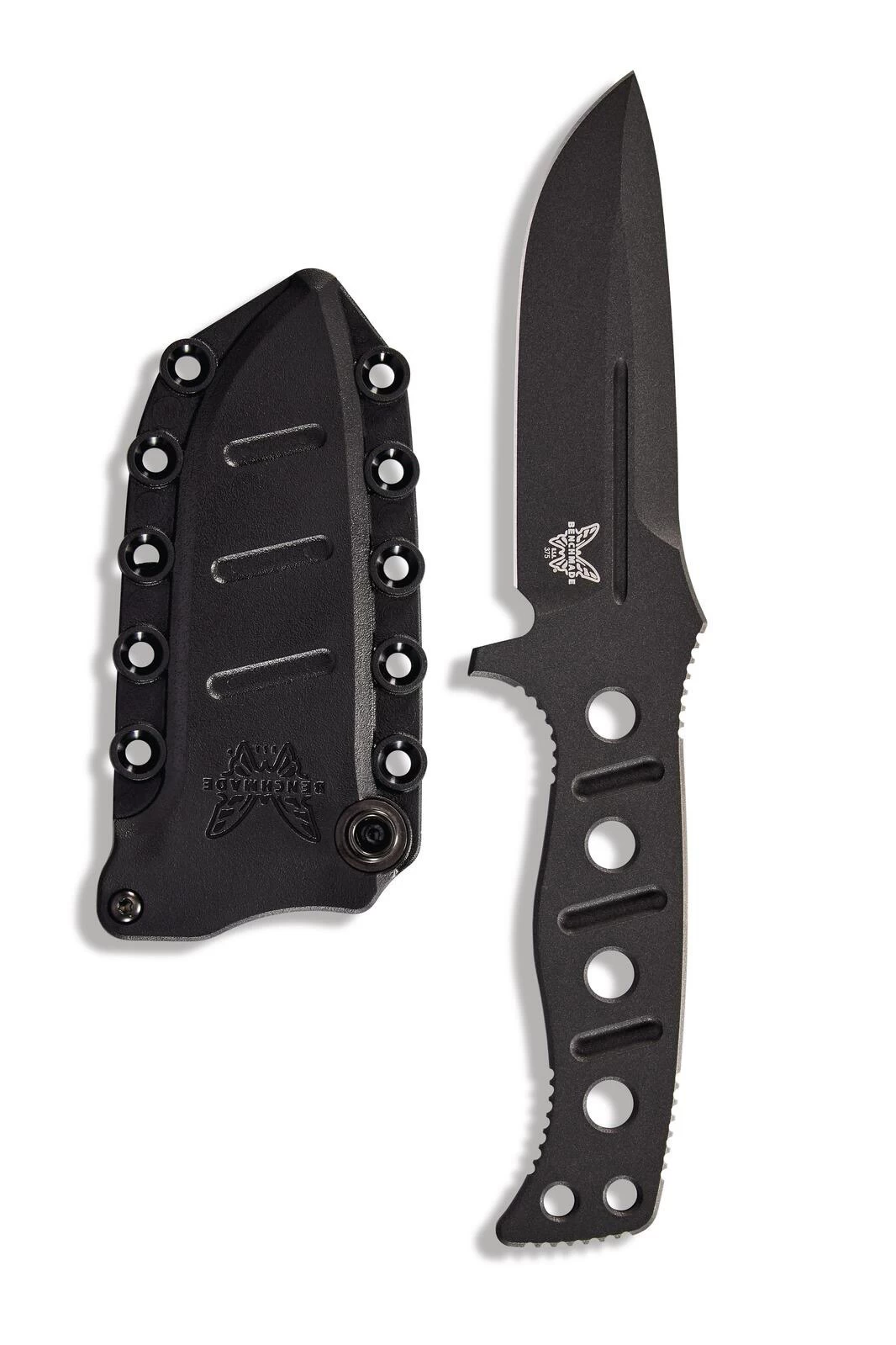 Benchmade ADAMAS CPM-CruWear® Steel Black Fixed Blade Knife, PIM Sheath - 375BK-1