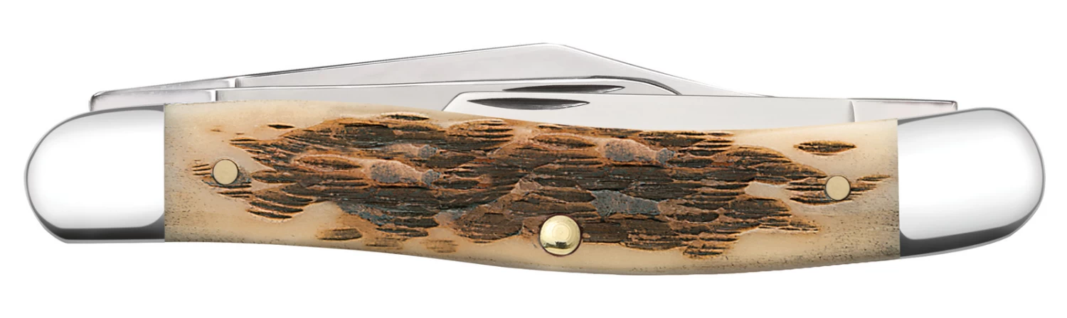 Case Amber Bone Peach Seed Jig (SS) Stockman Folder Knife #00128