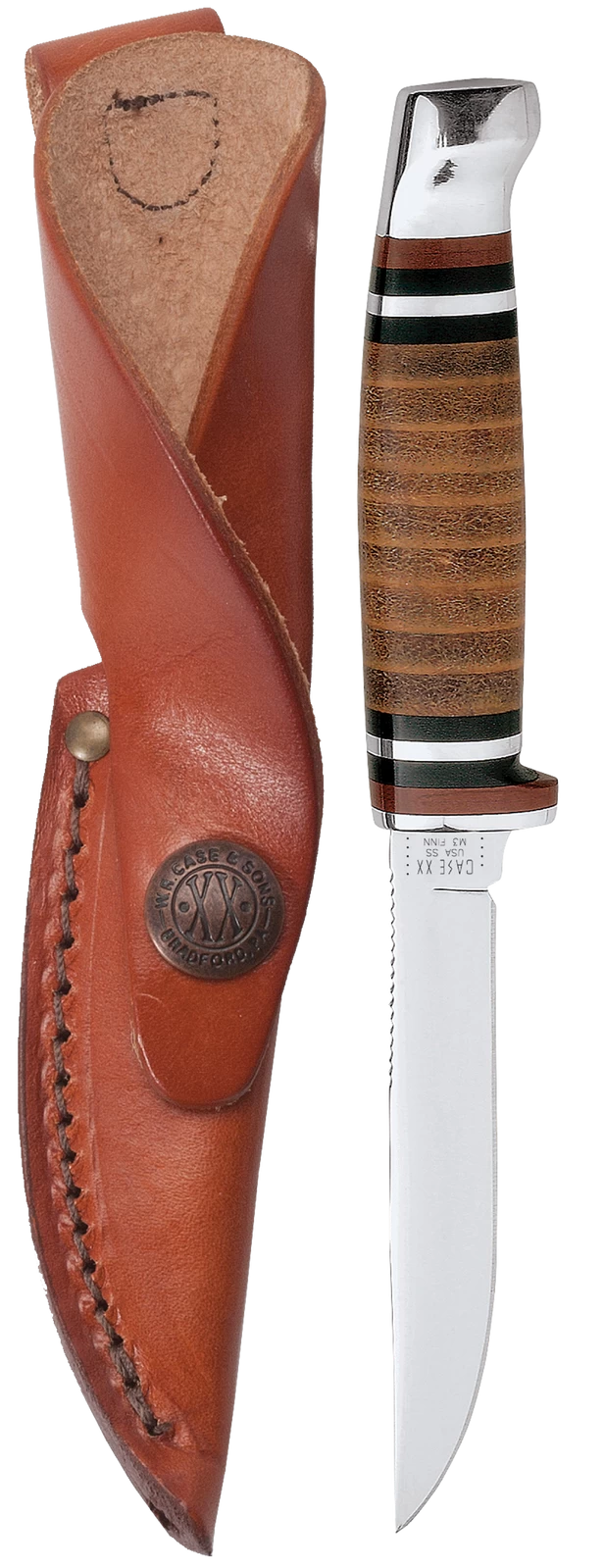 Case Stacked Leather 3" Mini FINN Hunter Fixed Blade Knife With Sheath #379