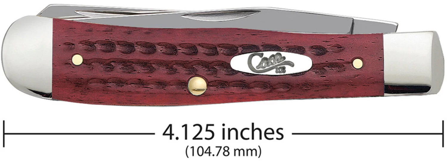 Case Pocket Worn Corn Cob Jig Old Red Bone (SS) Large Trapper Folder Knife #00783 - Image 4