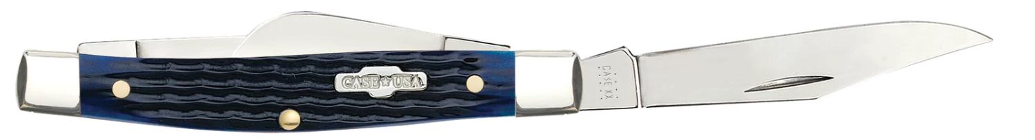 Case Rogers Corn Cob Jig Blue Bone (SS) Medium Stockman Folder Knife #02806 - Image 2