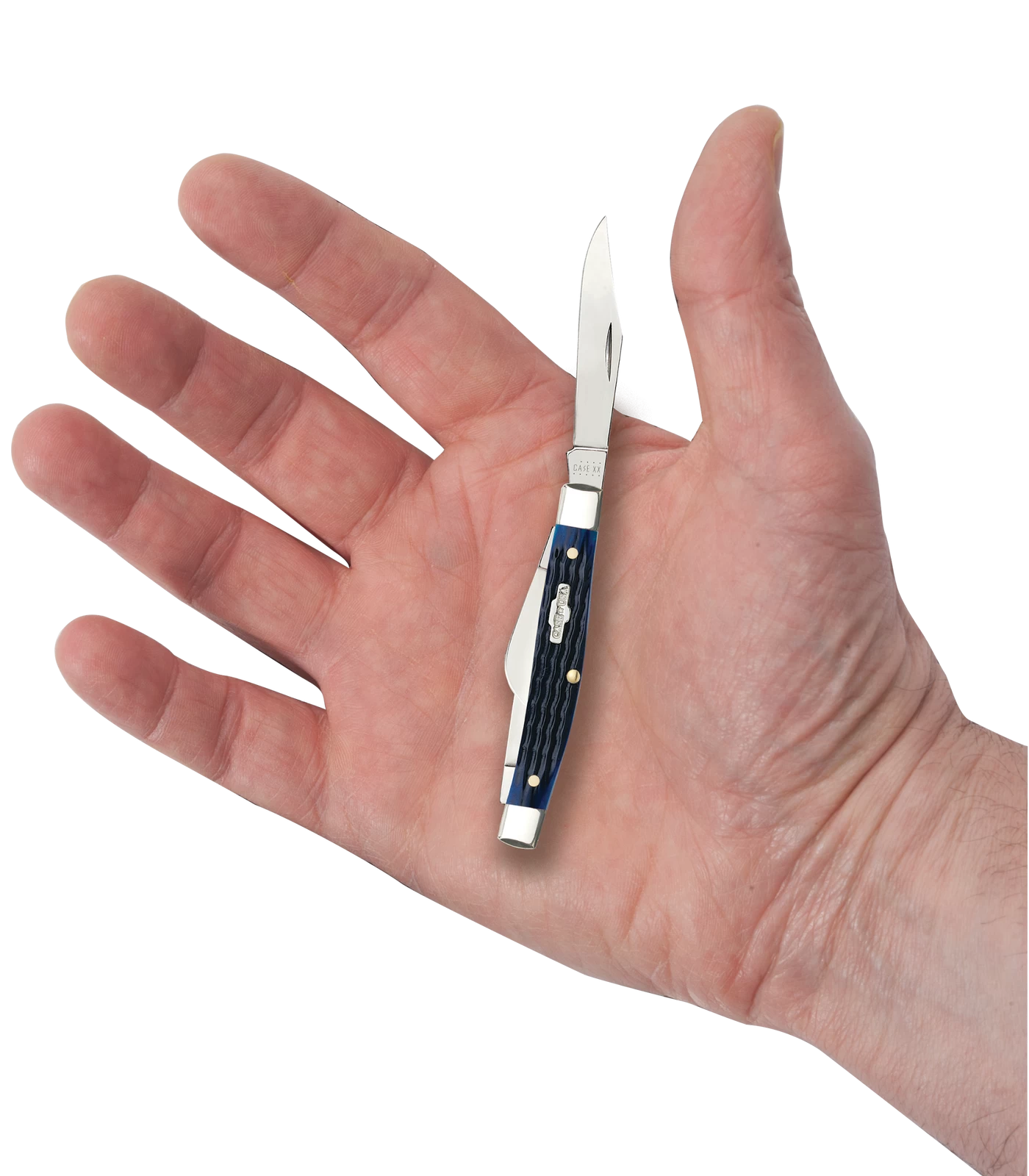 Case Rogers Corn Cob Jig Blue Bone (SS) Medium Stockman Folder Knife #02806 - Image 3