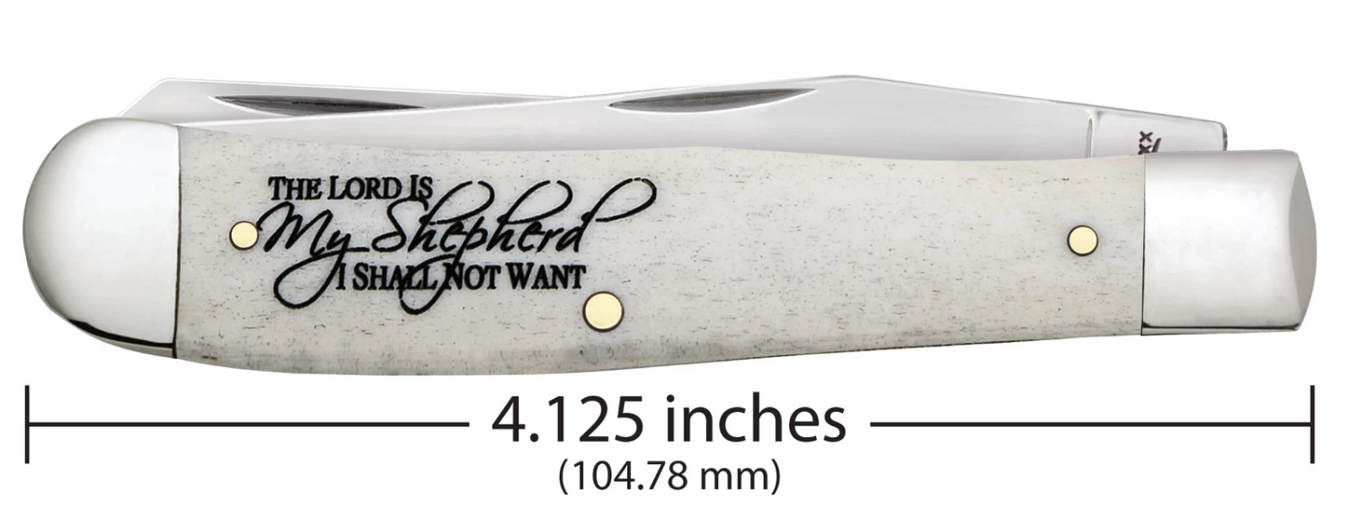 Case Psalm 23 Smooth Natural Bone (SS) Trapper Folder Knife #08795 - Image 4