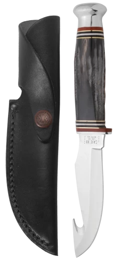 Case Buffalo Horn 4" Guthook Hunter Skinner Hunter Fixed Blade Knife With Sheath #17914