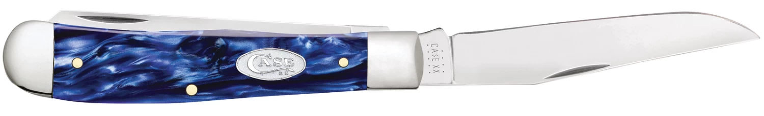 Case Sparxx Smooth Blue Pearl Kirinite® (SS) Large Trapper Folder Knife #23431 - Image 2