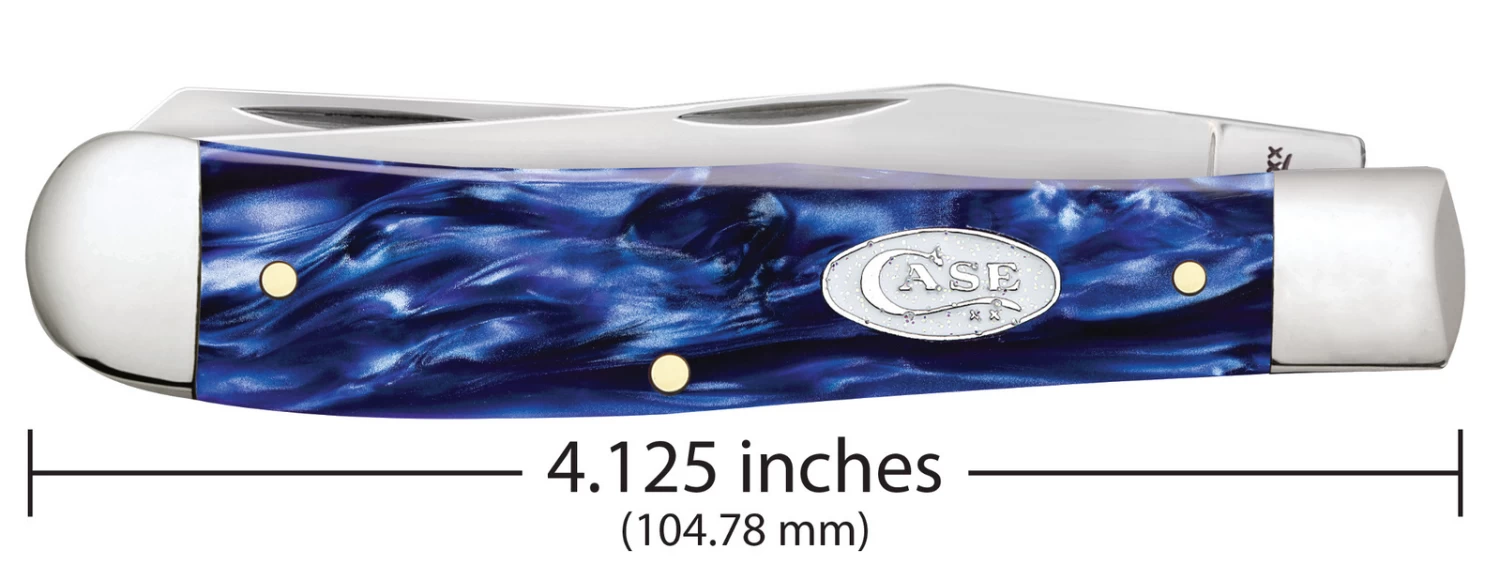 Case Sparxx Smooth Blue Pearl Kirinite® (SS) Large Trapper Folder Knife #23431 - Image 4