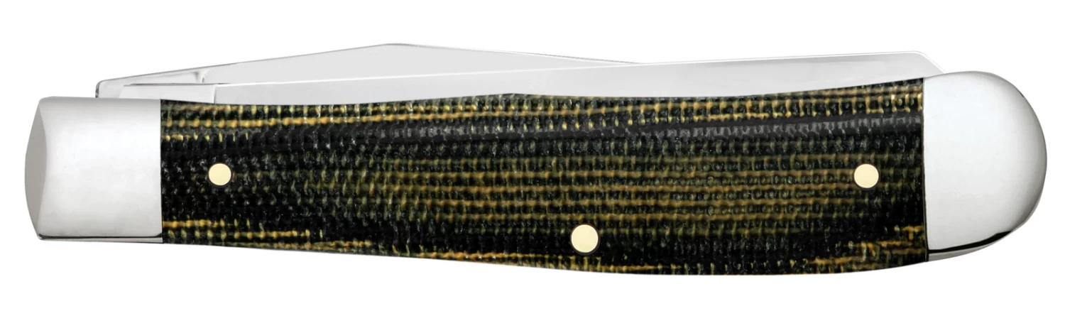 Case Smooth Green And Black Natural Canvas Micarta (SS) Large Trapper Folder Knife #23470 - Image 2