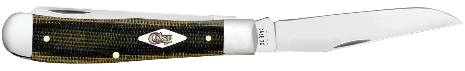 Case Smooth Green And Black Natural Canvas Micarta (SS) Large Trapper Folder Knife #23470 - Image 3
