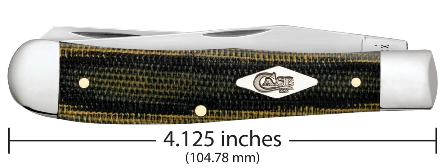 Case Smooth Green And Black Natural Canvas Micarta (SS) Large Trapper Folder Knife #23470