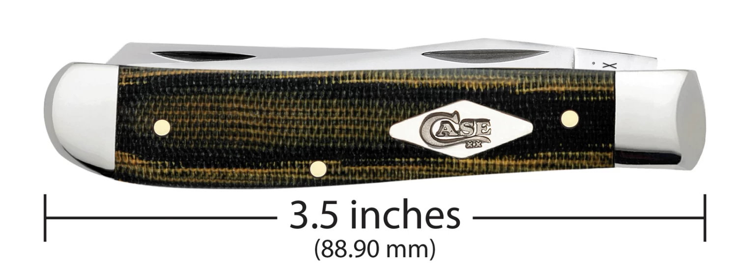 Case Smooth Green And Black Natural Canvas Micarta (SS) Mini Trapper Folder Knife #23472