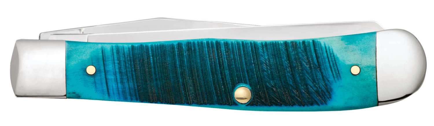 Case Sawcut Jig Caribbean Blue Bone (SS) Large Trapper Folder Knife #25592 - Image 2