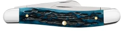 Case Pocket Worn Peach Seed Jig Mediterranean Blue Bone (SS) Medium Stockman Folder Knife #51851