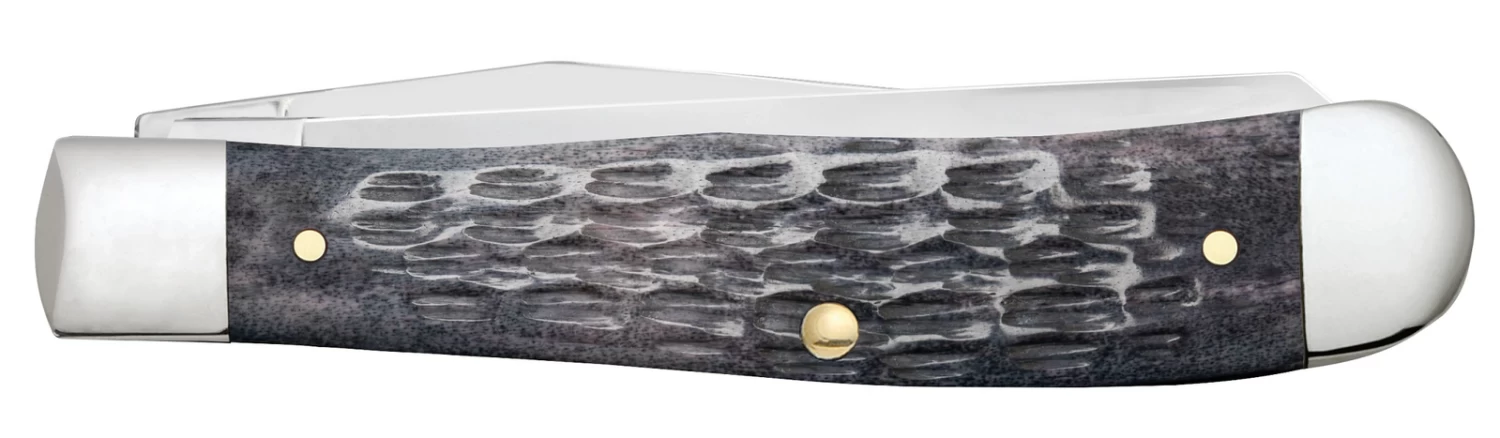 Case Pocket Worn Crandall Jig Grey Bone (CS) Large Trapper Folder Knife #58410 - Image 2