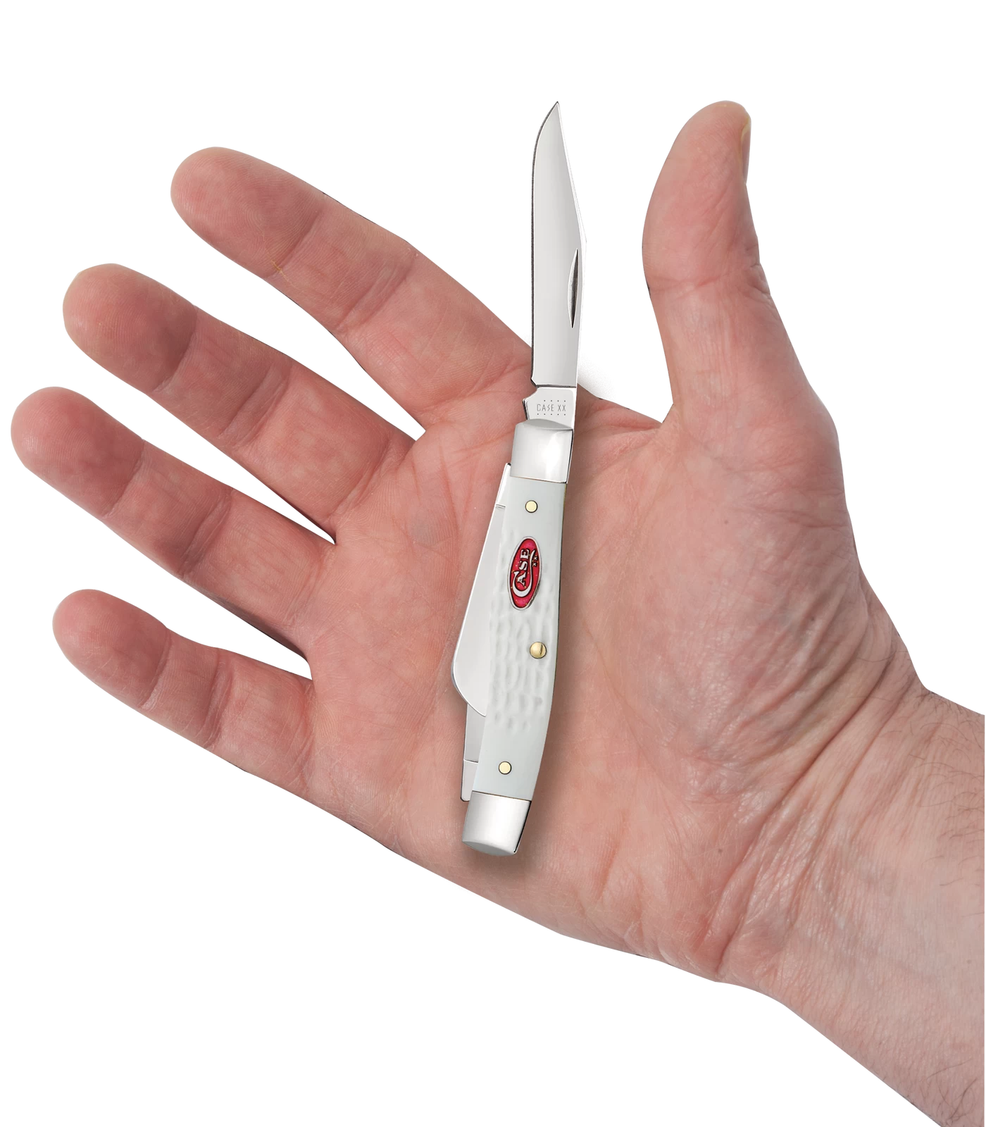 Case Sparxx Standard Jig White Synthetic (SS) Medium Sloped Bolster Stockman Folder Knife #60184 - Image 4