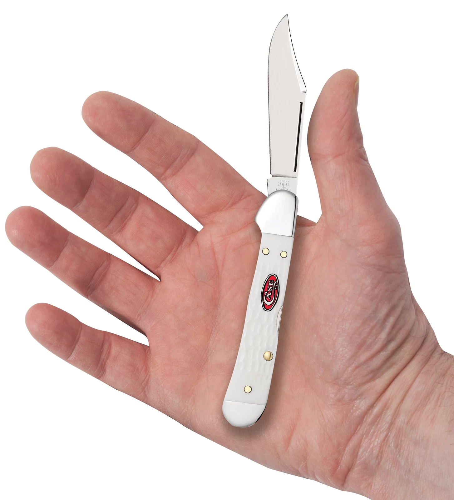 Case Sparxx Standard Jig White Synthetic (SS) Mini Copperlock Folder Knife #60185 - Image 4