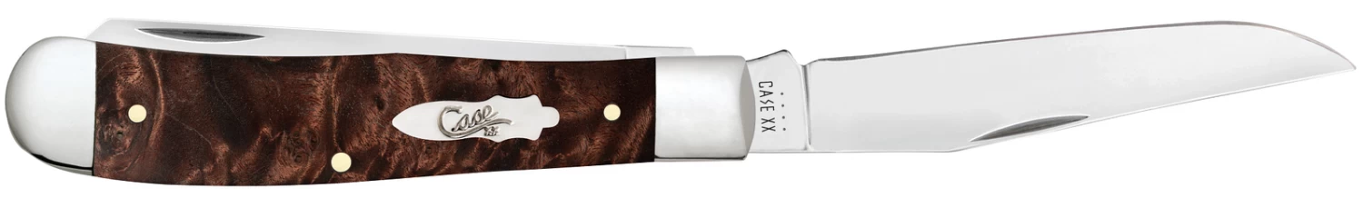 Case Smooth Brown Maple Burl Wood (SS) Large Trapper Folder Knife #64060 - Image 2