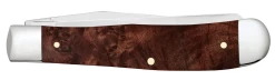 Case Smooth Brown Maple Burl Wood (SS) Large Trapper Folder Knife #64060