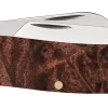 Case Smooth Brown Maple Burl Wood (SS) Large Stockman Folder Knife #64065