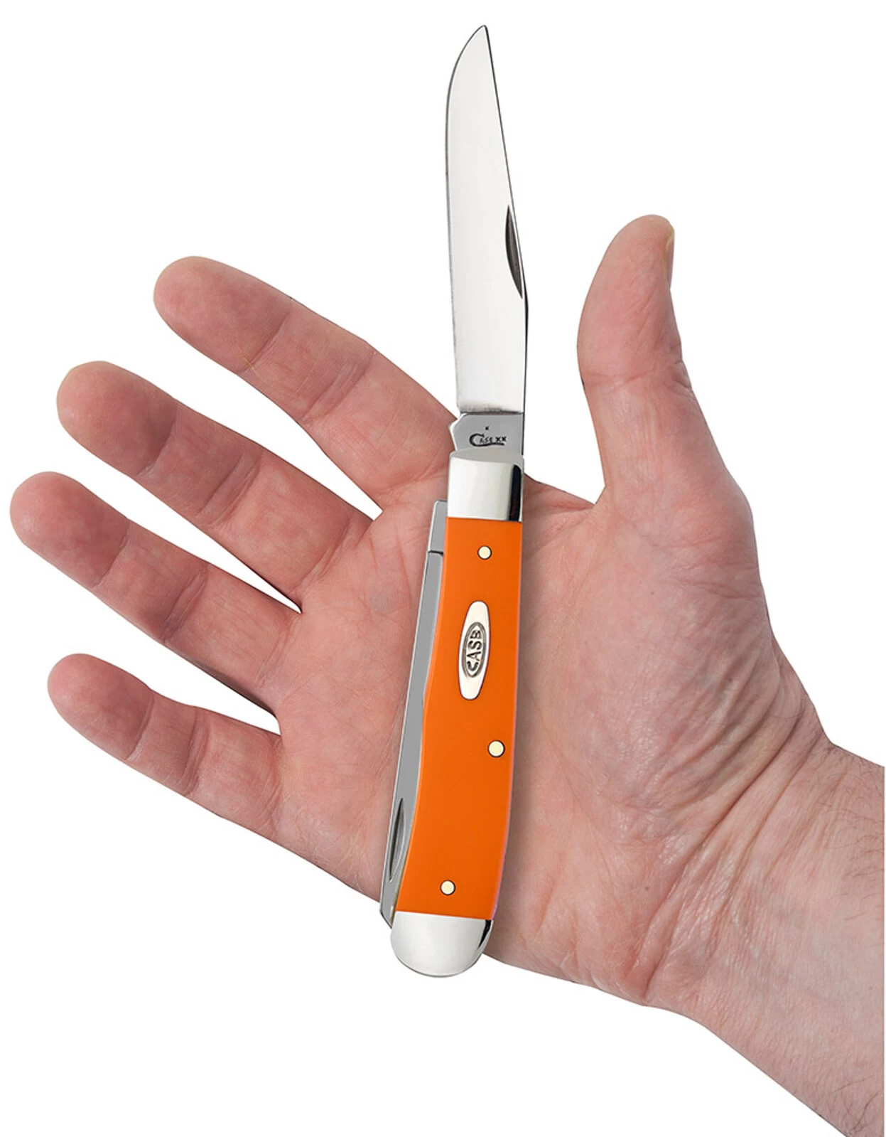 Case Orange Synthetic (SS) Large Trapper Folder Knife #80500 - Image 4