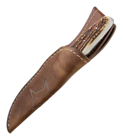 FOX Vintage LIMITED EDITION Staghorn Handle Fixed Blade Hunting Knife, Leather Sheath - Model 638 CE