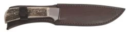 Mikov Les Forest Stag Horn Hunting Narrow Fixed Blade Knife, Leather Sheath - 398-NP-13/A