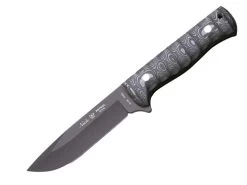 Nieto Patrol Black Micarta Survival Fixed Blade Knife, Leather Sheath - 1033