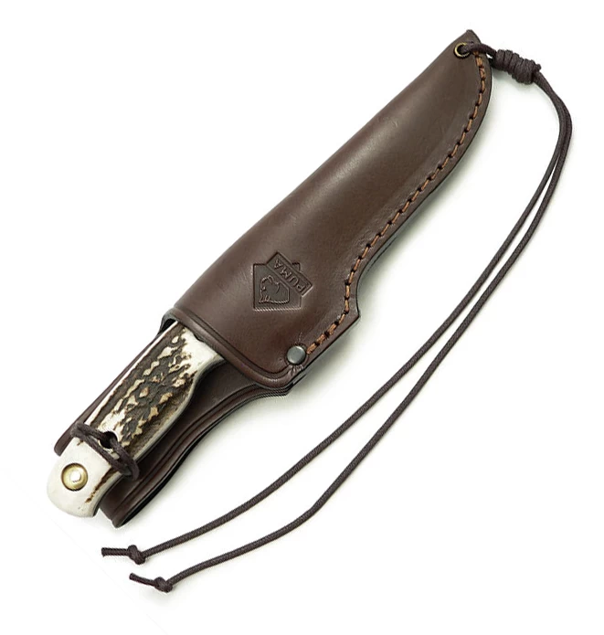 Puma Waidwerk Stag Handle Hunting Fixed Blade Knife, Leather Sheath - 113440 - Image 2