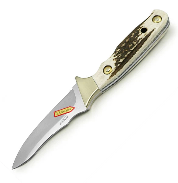 Puma Waidwerk Stag Handle Hunting Fixed Blade Knife, Leather Sheath - 113440