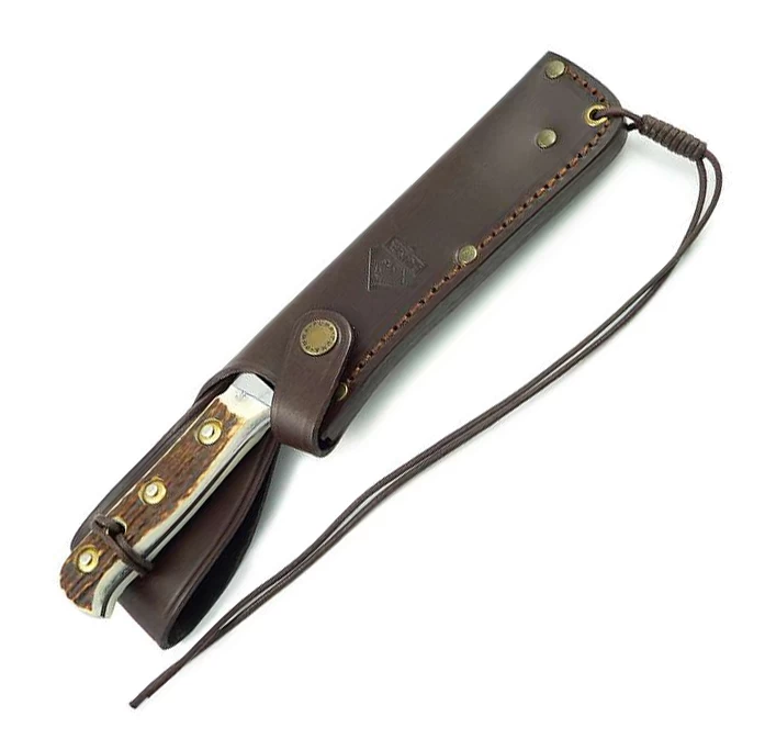 Puma Bowie Stag Handle Hunting Fixed Blade Knife, Leather Sheath - 116396 - Image 2